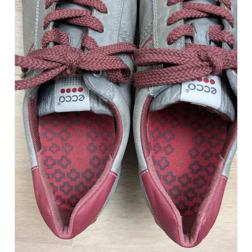 Ecco Mens Biom Hybrid Golf Sneaker Shoe 11 Leather Grey Burgundy Traction Bars